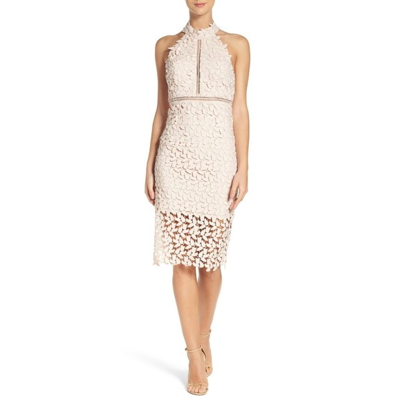 Anthropologie-Bardot-Lace‎ Halter Sheath Dress – Size 10 – Blush/pink - Picture 1 of 7